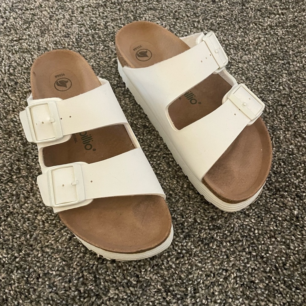 Papillio white platform Birkenstock sandal